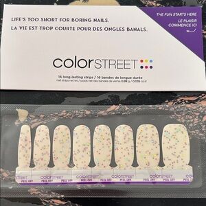 Color Street Cream Nail Strips with Holographic Glitter- Electric Orbit